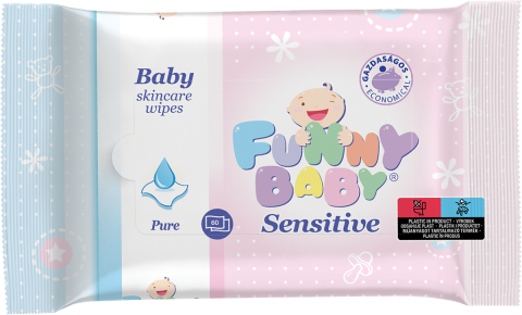 16 DB Funny Baby Sensitive 60 lapos baba törlőkendő érzékeny bőrre