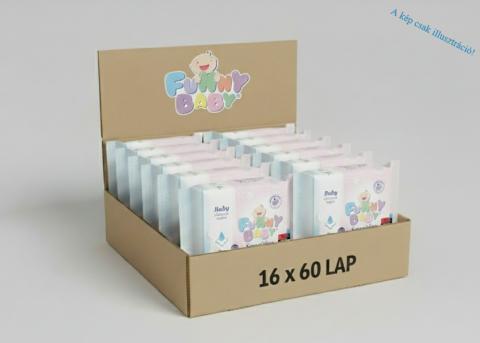 16 DB Funny Baby Sensitive 60 lapos baba törlőkendő érzékeny bőrre