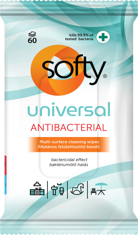 Soft Universal Antibakteriális Felülettisztító Kendő 60 lap